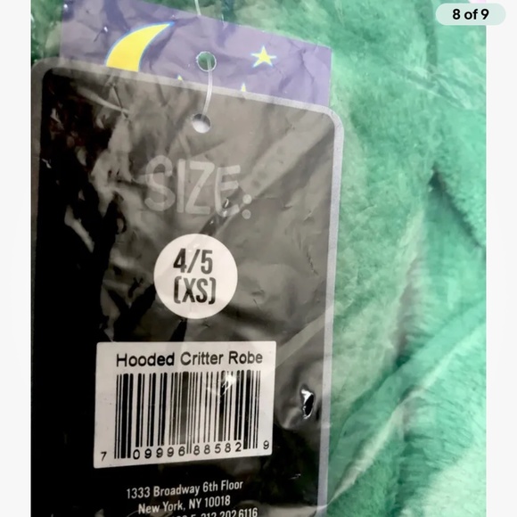 Green Dinosaur Hooded Fleece Cover Up, Robe XS (4-5) NEW - Picture 8 of 9